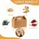 Grevo Brown Treat Box with Handle, 12Pcs, 9.45"x5"x5" Durable & Sturdy Cardstock Gable Boxes for Wedding, Baby Shower, Kids Birthday, Party Favor, Holidays Gifts