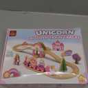 Lehoo Castle Wooden Train Set - Unicorn Train Set for Toddlers 2-4, Wooden Train Track Toddler Girl Toys, Pink Train Fantasy Toys for 3 4 5 6 7 Year Old Girl