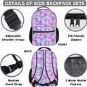 Girls Kids Backpack and Lunch Box Set, 3-in-1 School Bag Combo with Pencil Case, Lightweight Waterproof Bookbag for Elementary Middle School Girls & Boys