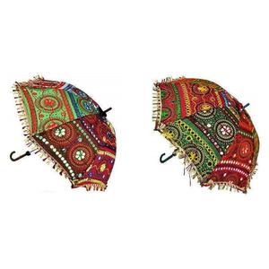 Bohemian Handmade Design Cotton Multi Color Cotton Fashion Multi Colored Umbrella Embroidery Boho Umbrellas Parasol 2 Pcs Lot