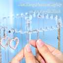 3 x OAOLEER Acrylic Necklace Holder Stand, Rotating Jewelry Organizer Display Tree Hanger Rack with 36 Hooks for Necklaces, Chain, Pendant, Bracelets, Ring (Tall 15.7 In)