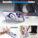 for iPhone 16 Pro Max Case,with Magnetic Invisible Ring Stand,Camera Lens Protecto,Transparent Electroplating Soft TPU Bumper Phone Case,Unisex Not Yellowing Slim Fit Case,Purple JUS25-15