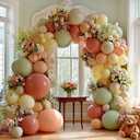 Dusty Pink Yellow Green Balloon Arch, Double Stuffed Sage Light Yellow Peach White Sand Mauve Pastel Balloon Garland Kit for Baby Shower Birthday Bridal Wedding Floral Valentines Party Decoration, 12 Inches, 18 Inches