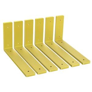 Heavy Duty Shelf Brackets, 6 Pack 10" x 6" Gold Metal Shelving Brackets 5mm Thick Shelf Support Bracket for DIY Decorative ( L 10" x H 6" x W1.5)