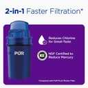 PUR 30-Cup Countertop Water Filter Dispenser, 1 Genuine PUR Filter, 2-in-1 Powerful Filtration, Lasts 2 Months or 40 Gallons, Dishwasher Safe, White/Blue (DS1800Z)