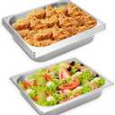 4 Pcs Half Size Hotel Pan, 1/2 Size 2.5 Inch Deep Stainless Steel Steam Table Pan Half Pans for Chafing Dishes, Breading Trays for Hotel, Party, Buffet, Catering Supplies
