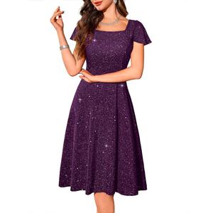 BeryLove Prom Dress for Teens: Sequin Formal Party Dress with Flutter Short Sleeves for Wedding & Cocktail Evening Events S