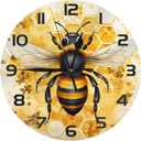 Honey Bee Wall Clock 10 Inch Silent Non Ticking Wall Clocks Battery Operated Wall Decorative Clock for Bedroom Kitchen Office Classroom