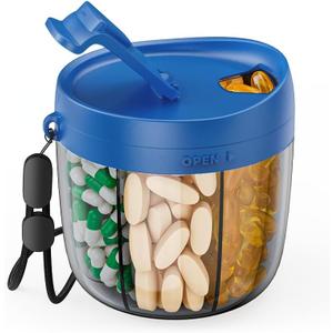 2 x PULIV Portable Pill Dispenser Bottle, Vitamin Organizer with 7 Compartments, Holds Plenty of Supplements with Anti-Mixing & Wide Openings Design, Easy to Retrieve Meds, Includes 20 Labels Royal Blue