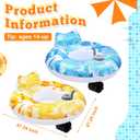 2 Sets Motorized Pool Float for Adults, Electric Inflatable Pool Lounger Float Driving Tube Floating with Pusher Handles Cup Holder for Summer Water Beach(Leaves,Blue Yellow), 47.24 x 47.24"