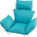 Outdoor Egg Chair Cushion with 8 Securing Straps, Water-Repellent & Fade-Resistant, Removable Cover, Replacement Cushion for Most Single Hanging Swing Egg Chairs – Teal