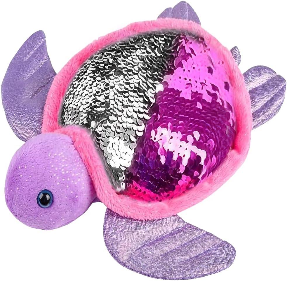 ArtCreativity Flip Sequin Sea Turtle Plush Toy, 1PC, Soft Stuffed Sea Turtle with Color Changing Sequins, Cute Home and Nursery Animal Decorations, Calming Fidget Toy for Girls & Boys, 10.5 Inches