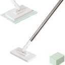 Mini Mop for Corners,Cloth Changing Mini Mop,Zero Touch MiniMop,Automatic Hands Free Push Pull Handle,Disposable Dust Mop with 10 Reusable Cloths for Wall Bathroom Toilet Corners Cleaning
