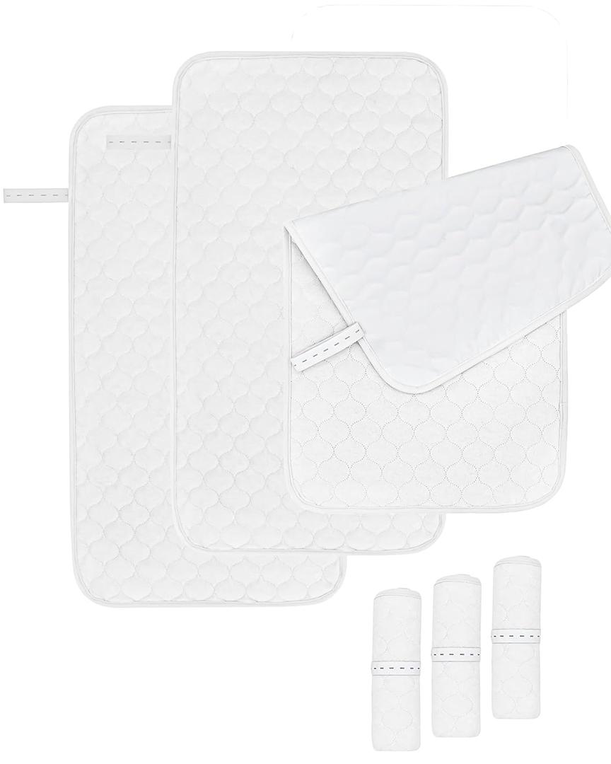 Baby Changing Table Diaper Changing Pad Liner Non-Slip, Waterproof Terry Mat, Quilted Absorbent Bassinet Liners Washable, 3 Pack