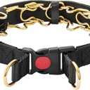 Chain Collar with Buckle Quick Release Adjustable Chrome Stainless Steel Dog Chain with Dog Tag Comfort No Pull Dog Collar(Gold, 24") (24"(for 20"-23.5" Neck))