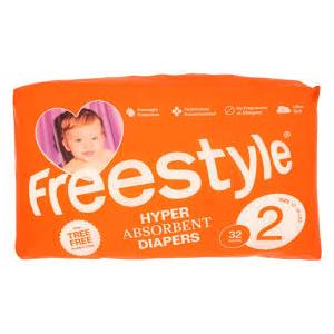 Freestyle Size 2 Hyper Absorbent Diapers 32 One Pack, 6 Pack