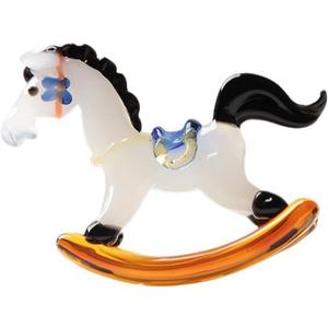 Rocking Horse Figurine 2.4 Inches Hand Blown Glass Mini Horse Crafts Desktop Decoration for Home Decor