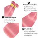 Pink Bundles Human Hair Straight Bundles 28 Inch Pink Straight Bundles Unprocessed Brazilian Virgin Hair 1 Bundle 50 Gram Per Bundle Deals Quick Weave Hair Extensions For Woman