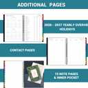 4 x Planner 2026-2027 - Planner 2026 (Jan 2026 - Dec 2026), 2026 Weekly and Monthly Planner 6.3  8.4, Notes, Thick Paper, Back Pocket, Twin-wire Binding