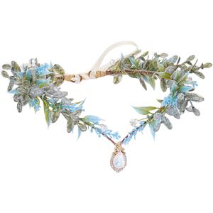 MOSTORY Woodland Flower Fairy Crown - Floral Elf Circlet with Rhinestone for Renfaire Accessories Women Renaissance Cosplay