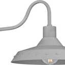 Barn Lights Outdoor, HWH 16'' Gooseneck Light Fixture Large Dome Barn Wall Sconce Lighting, Modern Outdoor Wall Lights for House Porch Garage, Grey Finish, 5HJX101B Grey