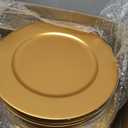 Zhehao 100 Pcs Charger Plates Bulk 13 Inch Round Wedding Chargers Plastic Plate Dinner for Wedding Party Baby Shower Table Setting Event Decoration(Gold), Large
