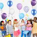 Blue and Purple Balloons Set, 50 PCS Blue 12 Inch Mermaid Balloon, Metallic Purple White Latex Ballons Confetti Helium Balloons for Girls Mermaid Birthday Party Baby Shower Winter Supplies