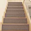 Stair Treads Non Slip, Rubber Backing Stair Treads for Wooden Steps, 15 PCS Thicken Linen Carpet Stair Runners Indoor for Kids Elders and Pets, No Residue Stair Carpet Treads, 8"x30", Brown
