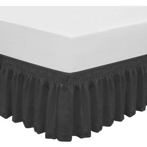 Wrap Around Elastic Eyelet Bed Skirts 14 1/2 Inches Drop Dust Ruffle Three Fabric Sides Easy On/Easy Off Adjustable Polyester Cotton