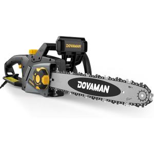 DCS08A Electric Chainsaw, One-Step Tool-Free Tensioning, Oregon Bar  Chain, Low Kickback, Mechanical Brake, Automatic Chain Lubrication, 18-Inch 15-Amp Electric Chainsaw corded with 2 Chains