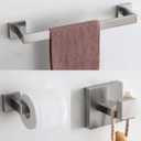 VELIMAX Premium Stainless Steel 3-Piece Bathroom Hardware Set Wall Mounted Bathroom Accessory Set - Robe Hook Toilet Paper Holder 16-Inch Towel Bar, Brushed