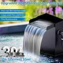 POPOSOAP Pond Waterfall Spillway with Pump Kit, 304 Stainless Steel Waterfall with Filtration & 660GPH Pond Pump & 9.8FT Tubing Outdoor Fountain Kit for Garden,Backyard Decor,13.4" H x 8"W-P432
