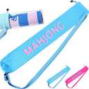 34 Inch Long Mahjong Mat Bag Cute Double Strapped Canvas Drawstring Mahjong Holder Lightweight Outdoor Carrying Bag for Board Games Travel Storage-Mat Not Include(Blue,1 Pc)