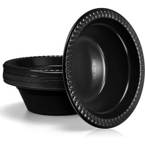 30 Pack 12 oz Black Disposable Plastic Bowls Dessert, Ice Cream, Salad, Soup Serving Cups for Party, Picnic, Food Snacks (Black)