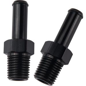 EVIL ENERGY 1/4" NPT Male to 3/8" Barb Fitting Adapter Straight Aluminum Black 2PCS