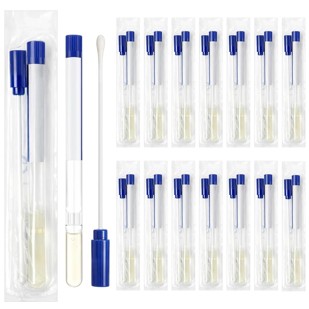 TrelaCo 50 Pcs Transport Swab with Preservation Gel, Plastic Shaft with Rayon Tip for Sample Collection and Recovery
