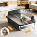 Stainless Steel Cat Litter Box with High Sides, Metal Litter Box Odor Resistant, Open Top Litter Pan with Litter Mat & Scoop, Easy Clean Non-Absorbent, Anti-Urine Leakage