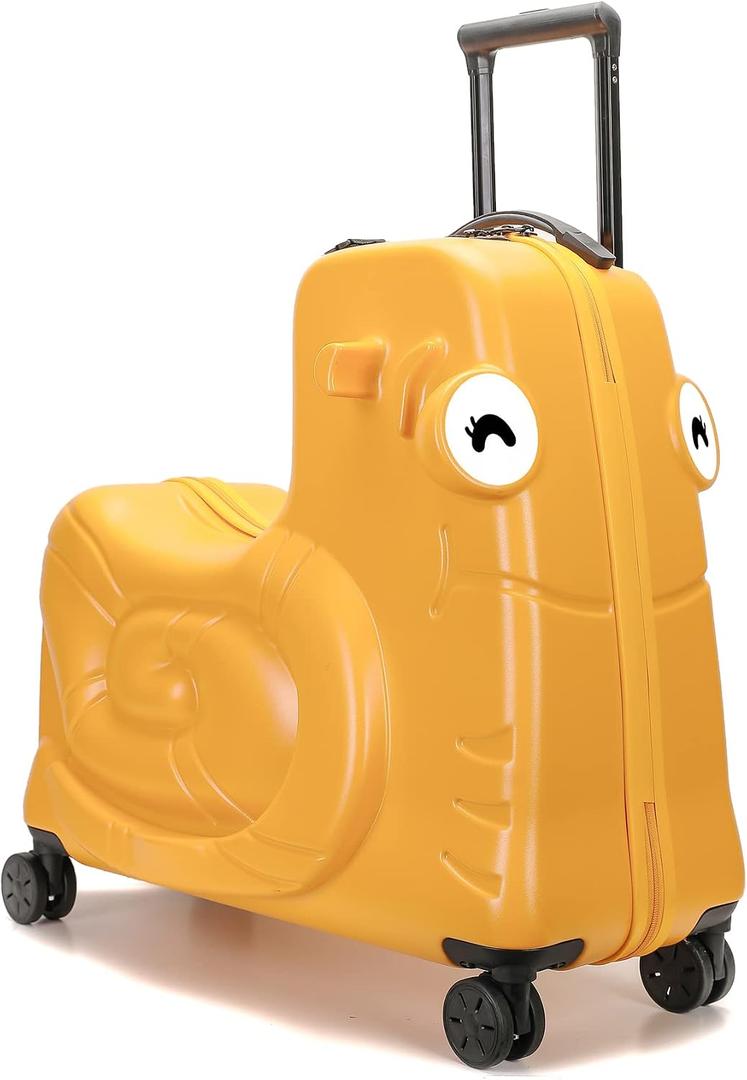 Kids Ride-on Luggage with Spinner Wheels Suitcase, Kid's Ride-On Suitcase Help Your Child Relax, Carry On Trolley Luggage with Password Lock (Orange, 22 inches)
