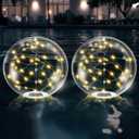 Afzdby Floating Pool Lights Solar Powered,14 Inch 3000K Warm White Inflatable Glow in The Dark Balls,IP68 Waterproof Led Light up for Inground Pool,Christmas Decorations Outdoor Ornaments
