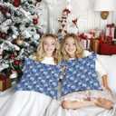 Deep Blue Christmas Flower Pillow Covers 18x18, Winter Christmas Decor, Cottagecore Winter Botanical Decorative Throw Pillow Covers for Couch Sofa Bedroom Living Room Home