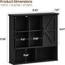 Vabches Bathroom Wall Cabinet, Farmhouse Medicine Cabinet with Double Barn Door and Adjustable Shelves, Wooden Vintage Storage Cabinet Wall Mounted for Bathroom, Kitchen Dining, Rustic Black