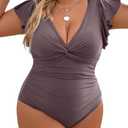 Blooming Jelly Women One Piece Swimsuits Tummy Control Plus Size Bathing Suit Beach Outfit 2025 (3XL, Grey Purple)