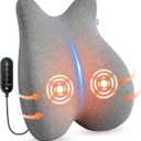 CILI Heated Lumbar Support Pillow for Office Chair, Ergonomic Back Support Cushion with Vibration, Memory Foam Chair Back Massager, Gifts for Mom/Dad (Gray)