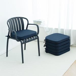 Helios&Hestia Indoor Dining Chair Cushions with Ties for Kitchen, Outdoor Seat Pads with Removable Cover, Non-Slip Bottom, Waterproof, High-Resilient Foam, 17" x 16" x 2", Set of 6, Navy Blue