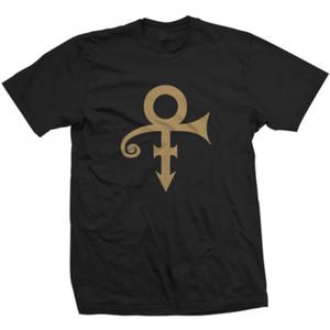 Prince Unisex Adult Prince Official Merch Gold Love Symbol Short Sleeve Shirt (Large, Black)