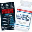Ultimate 100% Grass Fed Beef Organs Supplement Supports Energy & Whole Body Wellness* with a Complex of Desiccated Beef Liver, Heart, Kidney, Pancreas & Spleen. Pesticide Free & Non-GMO, 180 Capsules, BBD 11/2026