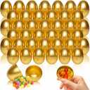 60PCS 2.36" Plastic Easter Eggs Empty Easter Eggs Fillable Bulk for Easter Egg Hunt, Suprise Egg, Basket Stuffers, Classroom Prize Supplies Decor(Gold) (Glod)