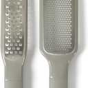 Calphalon Edge 2 Piece Stainless Steel Handheld Cheese Grater and Lemon Zester W/Covers & Rubber Handles - Taupe