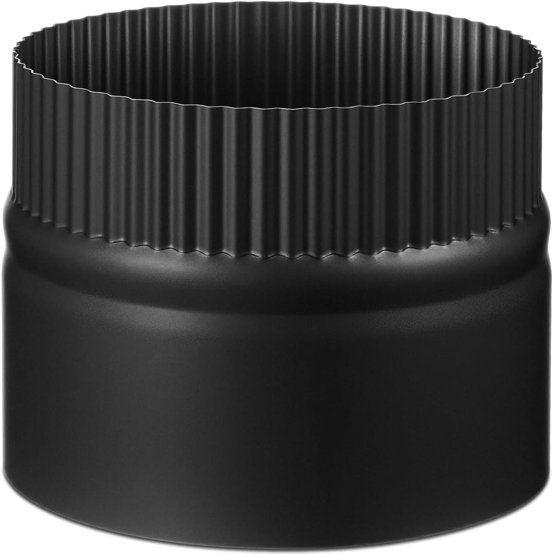 LEIFIDE 1 Pcs 6"x 4.72" Stove Collar Adapter Stove Adapter for 6" Diameter Black Single Wall Pipe