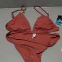 Puma Women's Triangle Bikini Top & Bottom Swimsuit Set (Medium, Dark Pink)